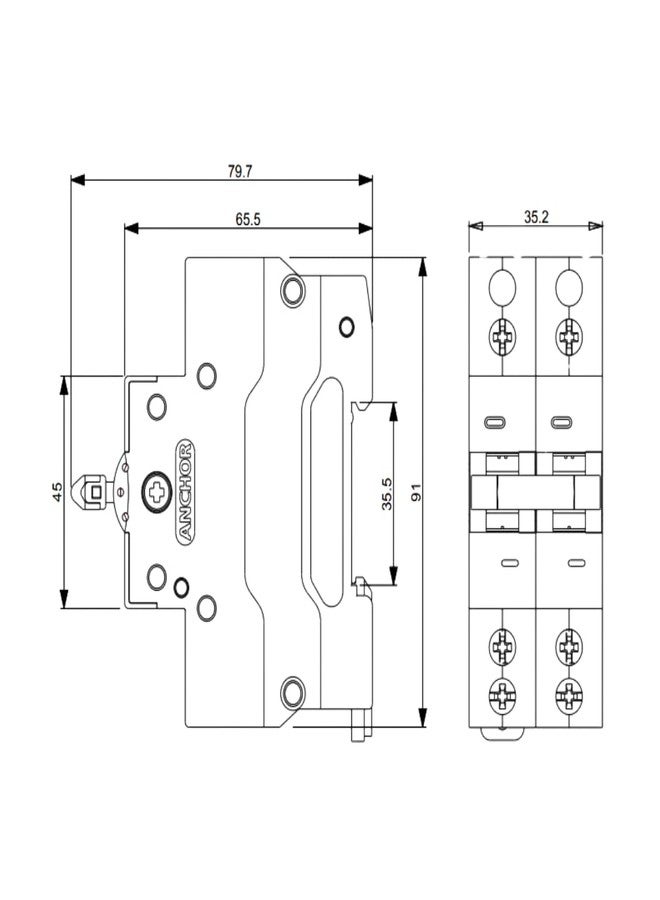 Anchor by Panasonic 98082 UNO Series 32 Ampere Dual Pole Change Over Switch Circuit Breaker Safe Reliable Protection - Image 2
